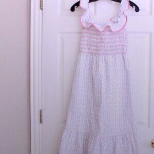 Dondolo Violet Dress Tulip Love Flowers Pockets Smock Ruffles Cotton Linen